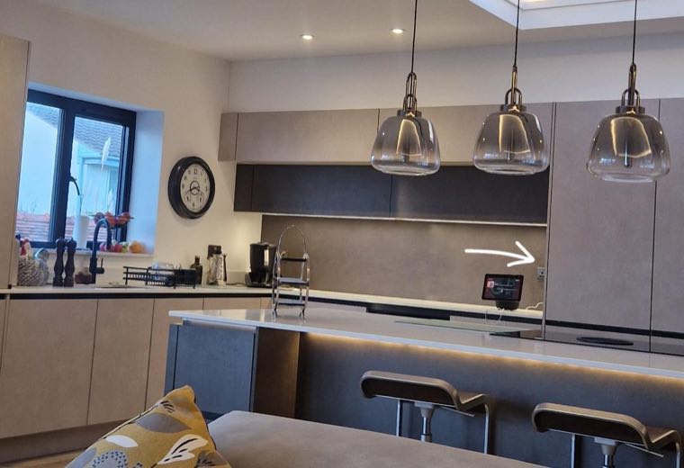 Nobilia kitchen island with pendant lighting